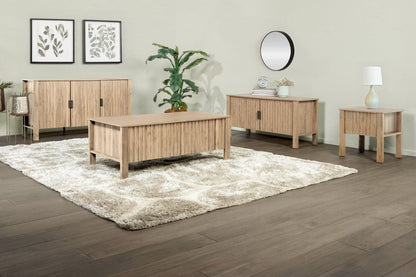 Thayer - 47" Two Drawer Coffee Table - Natural Coffee Tables by New Classic - Walls Furniture & Mattress
