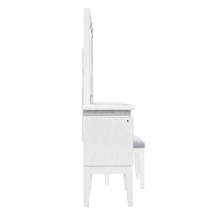 Reflections - 3 Piece Vanity Set - Pearl White & Rhinestone Vanity Sets by Liberty Furniture - Walls Furniture & Mattress