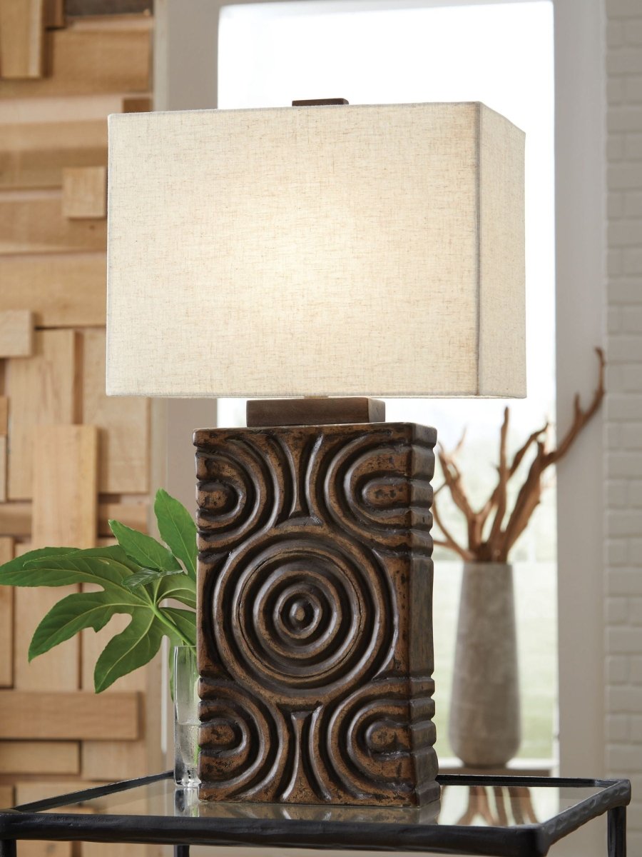 Heathbury - Antique Brown - Paper Table Lamp Table Lamps by Signature Design by Ashley® - Walls Furniture & Mattress