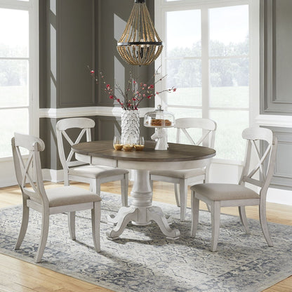 Ocean Isle - 5 Piece Pedestal Table Set - Antique White 5 Piece Dining Room Sets by Liberty Furniture - Walls Furniture & Mattress