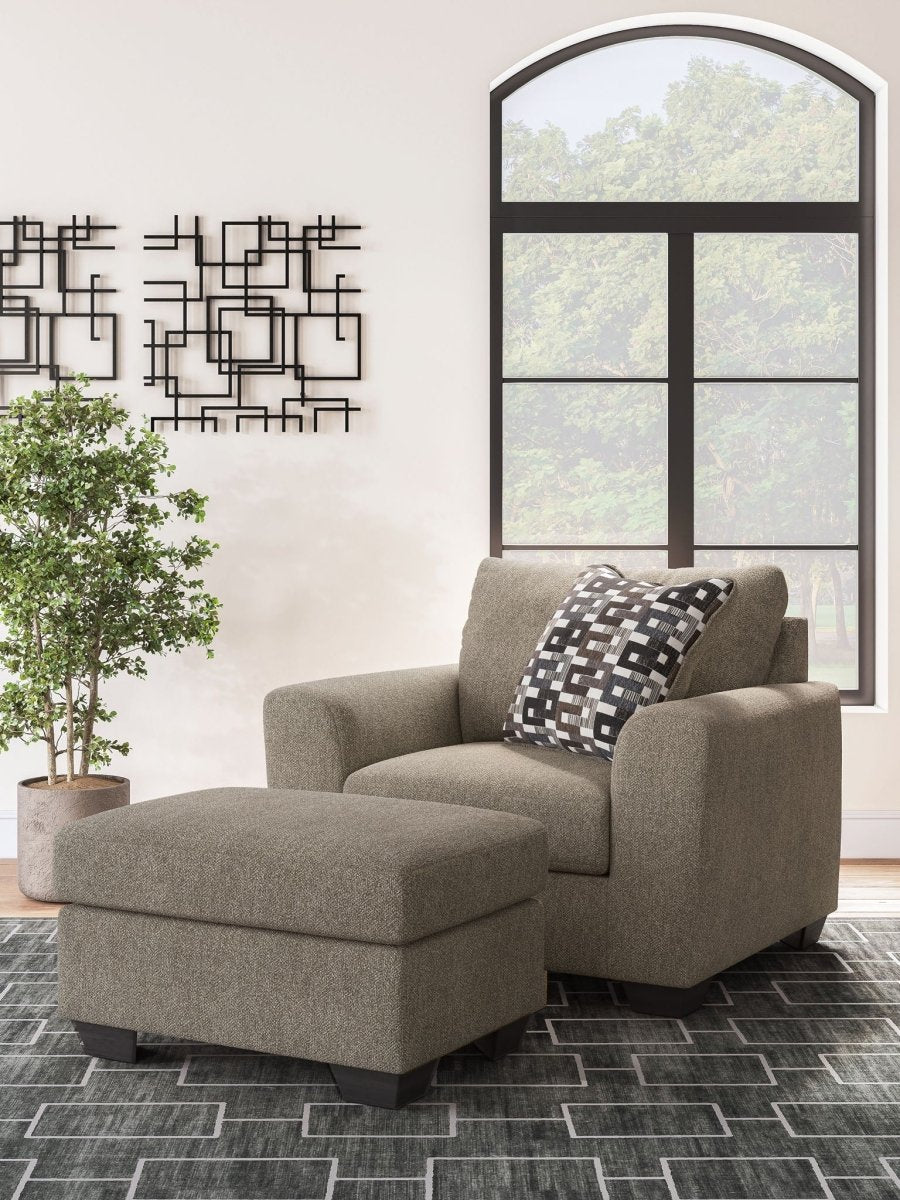 Triston - Peaks - Living Room Set Stationary Chair & Ottoman by Benchcraft® - Walls Furniture & Mattress