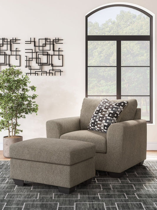Triston - Peaks - Living Room Set Stationary Chair & Ottoman by Benchcraft® - Walls Furniture & Mattress