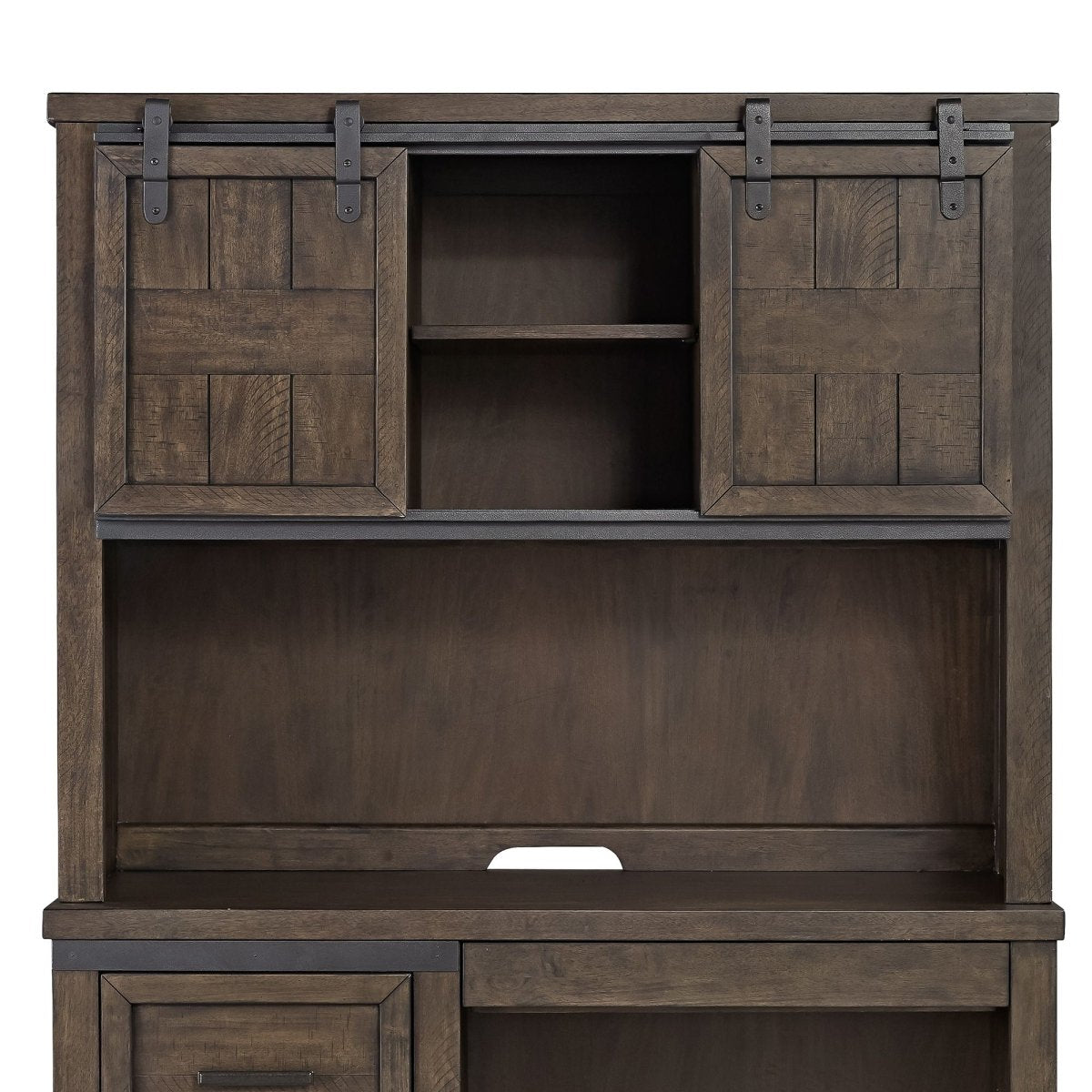 Thornwood Hills - Double Barn Door Hutch - Dark Brown Hutches by Liberty Furniture - Walls Furniture & Mattress