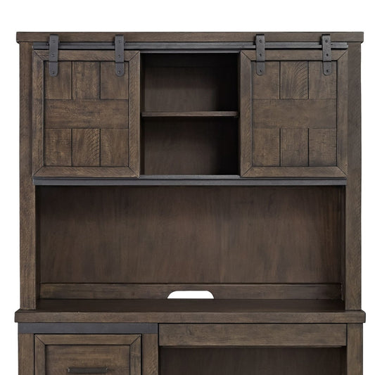 Thornwood Hills - Double Barn Door Hutch - Dark Brown Hutches by Liberty Furniture - Walls Furniture & Mattress