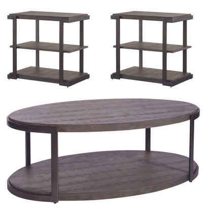 Modern View - 3 Piece Table Set (1 Oval Cocktail Table 2 End Tables) - Dark Gray Table Sets by Liberty Furniture - Walls Furniture & Mattress