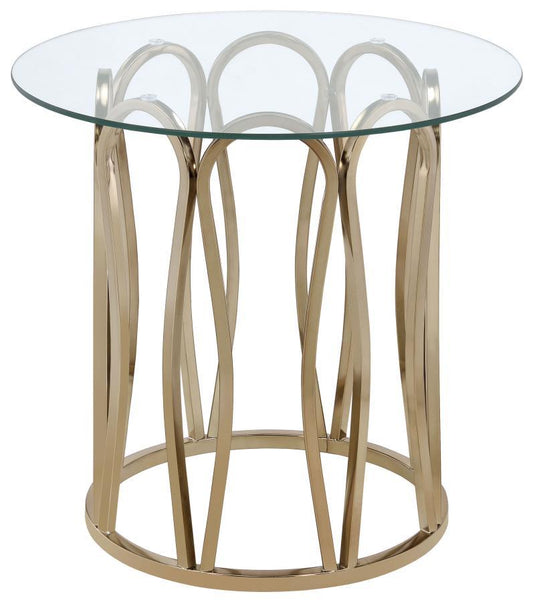 Monett - Round Glass Top Table End Tables by CoasterEssence - Walls Furniture & Mattress