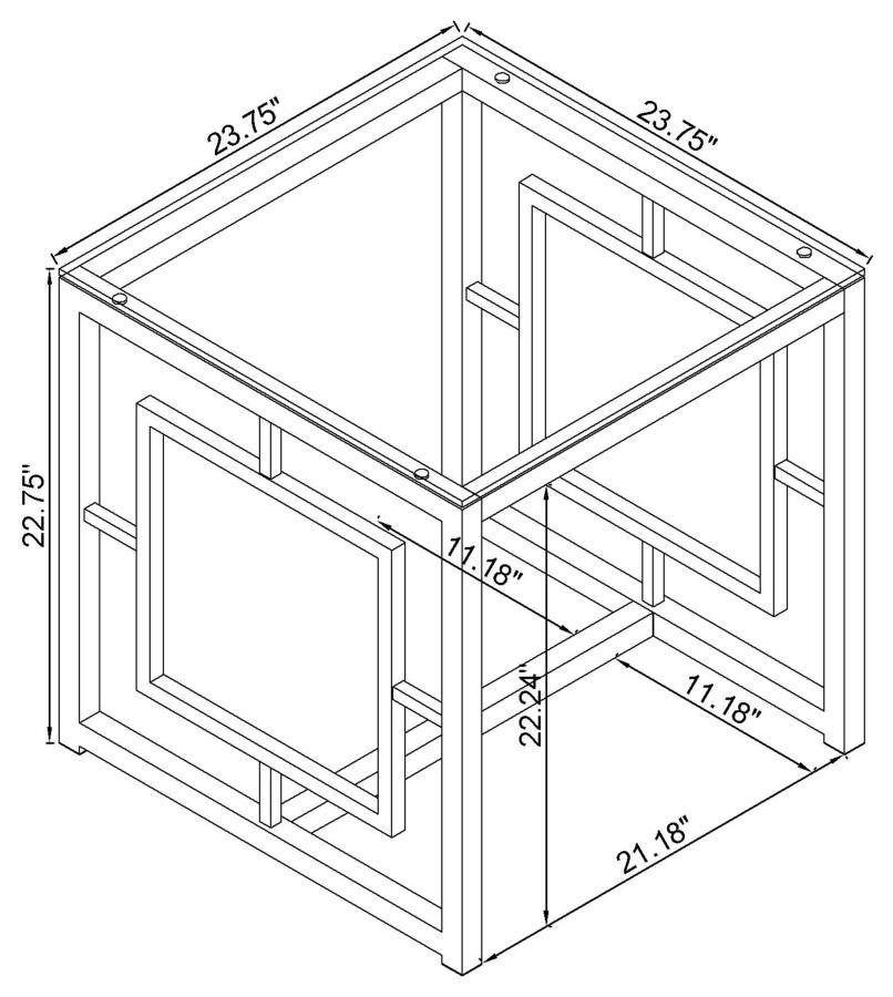 Merced - Glass Top Metal Table End Tables by CoasterEssence - Walls Furniture & Mattress