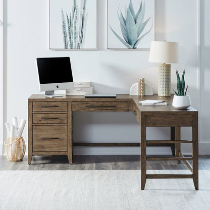 Shaker Lakes - L Shaped Desk Set - Harvest Brown Corner Desks by Liberty Furniture - Walls Furniture & Mattress