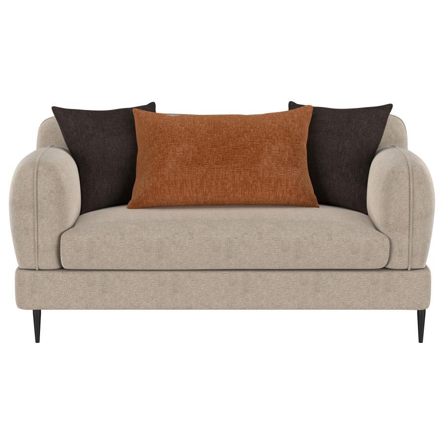 Jade - Chenille Upholstered Modern Track Arm Loveseat Stationary Loveseats by Coaster Fine Furniture - Walls Furniture & Mattress