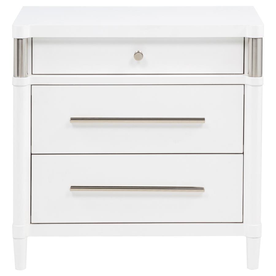 Gracemont - 3 - Drawer Bedroom Nightstand Bedside Table - White Accent Nightstands by Coaster Fine Furniture - Walls Furniture & Mattress