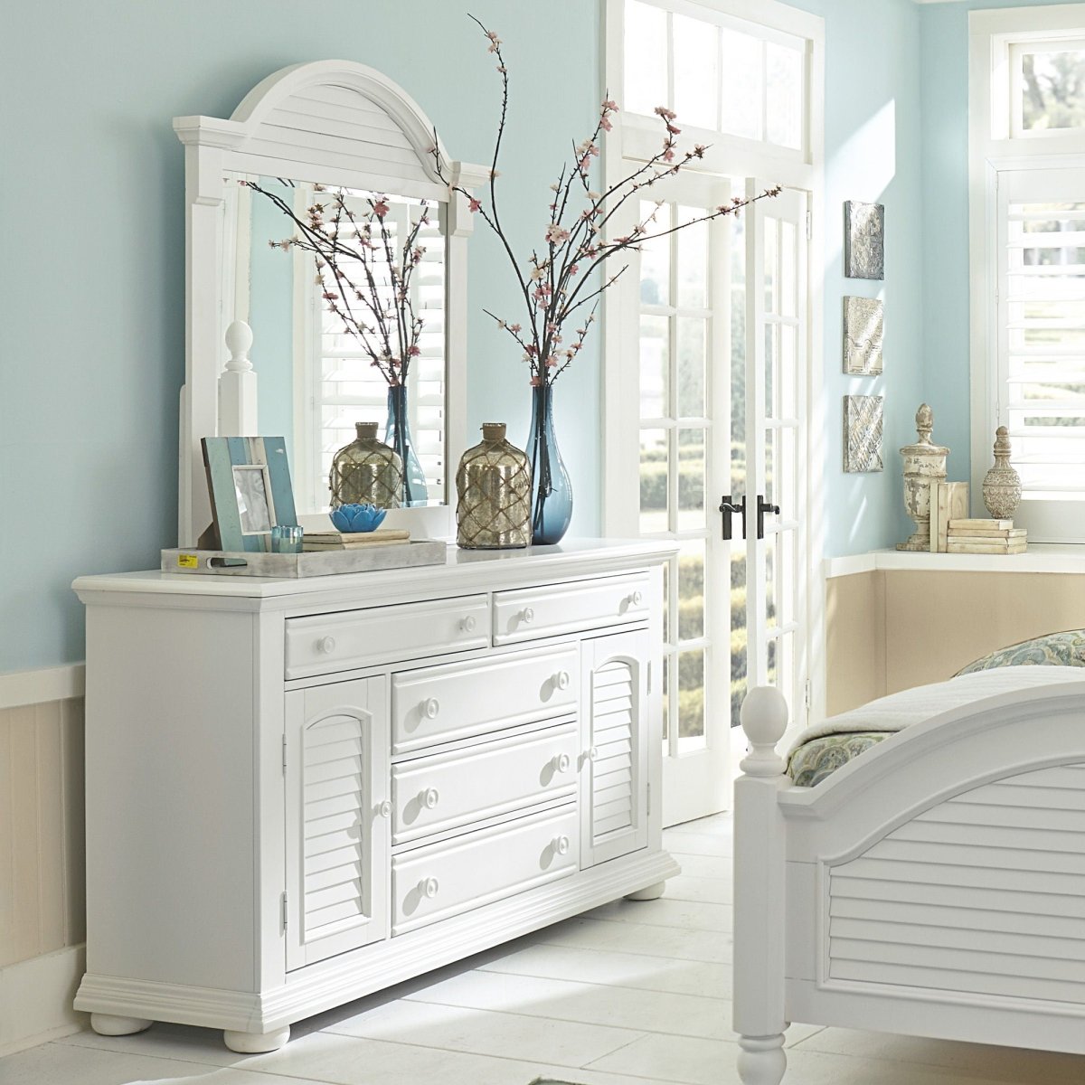 Summer House I - Panel Bed, Dresser & Mirror 3 Piece Bedroom Sets by Liberty Furniture - Walls Furniture & Mattress