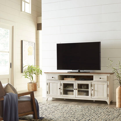 Farmhouse Reimagined - Entertainment 72" TV Stand - White TV Stands by Liberty Furniture - Walls Furniture & Mattress