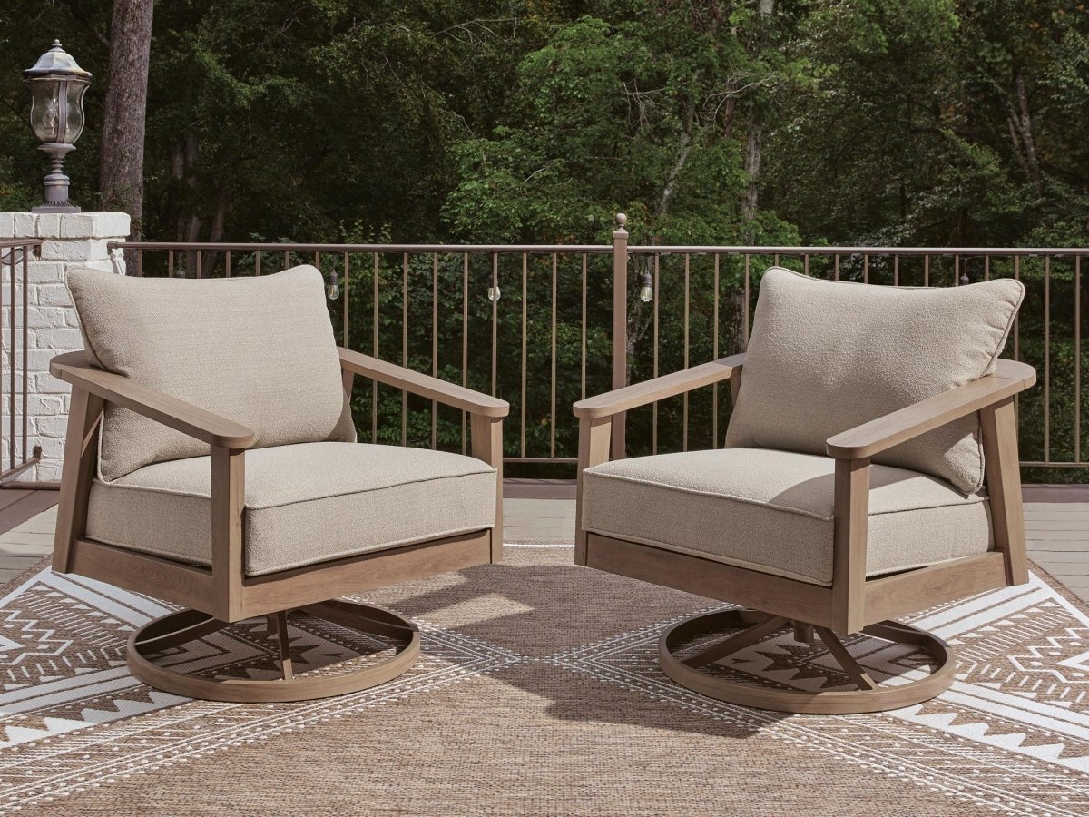 Harmony Headlands - Swivel Lounge With Cushion - Natural / Gray Swivel Chairs by Signature Design by Ashley® - Walls Furniture & Mattress