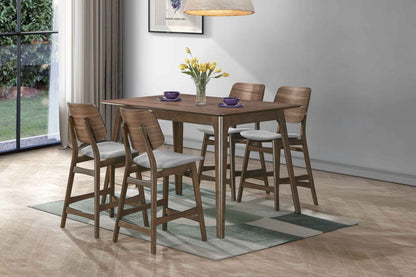 Oscar - Counter Table Set - Walnut 5 Piece Dining Room Sets by New Classic - Walls Furniture & Mattress