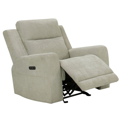 Kennett - Chenille Upholstered Power Recliner Chair - Ivory Reclining Chairs by Coaster Fine Furniture - Walls Furniture & Mattress