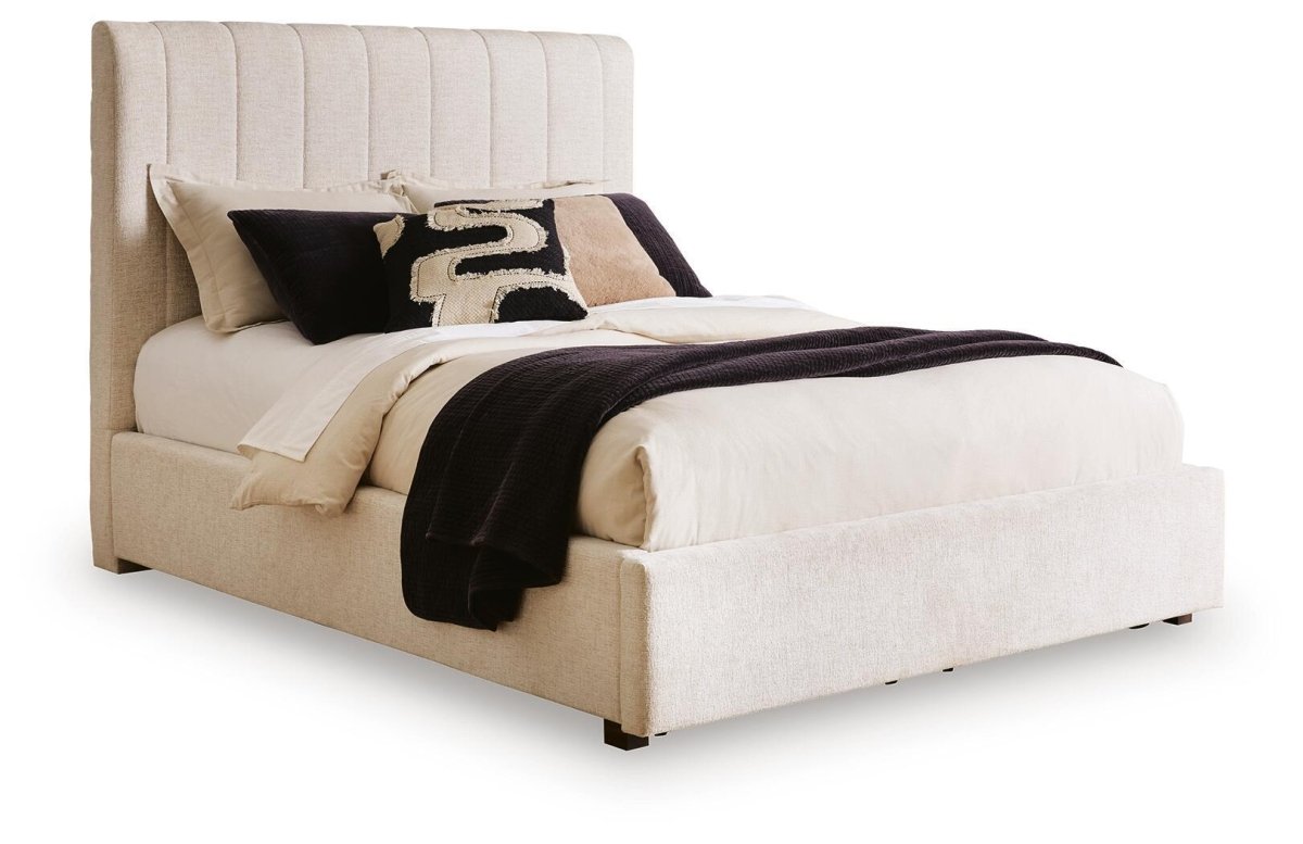 Shoralli - Queen Upholstered Storage Bed - Beige Storage Beds by Signature Design by Ashley® - Walls Furniture & Mattress