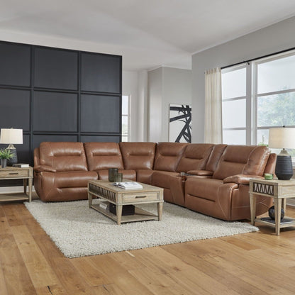 Cameron - 6 Piece Sectional - Dakota Saddle Leather Reclining Sectionals by Liberty Furniture - Walls Furniture & Mattress