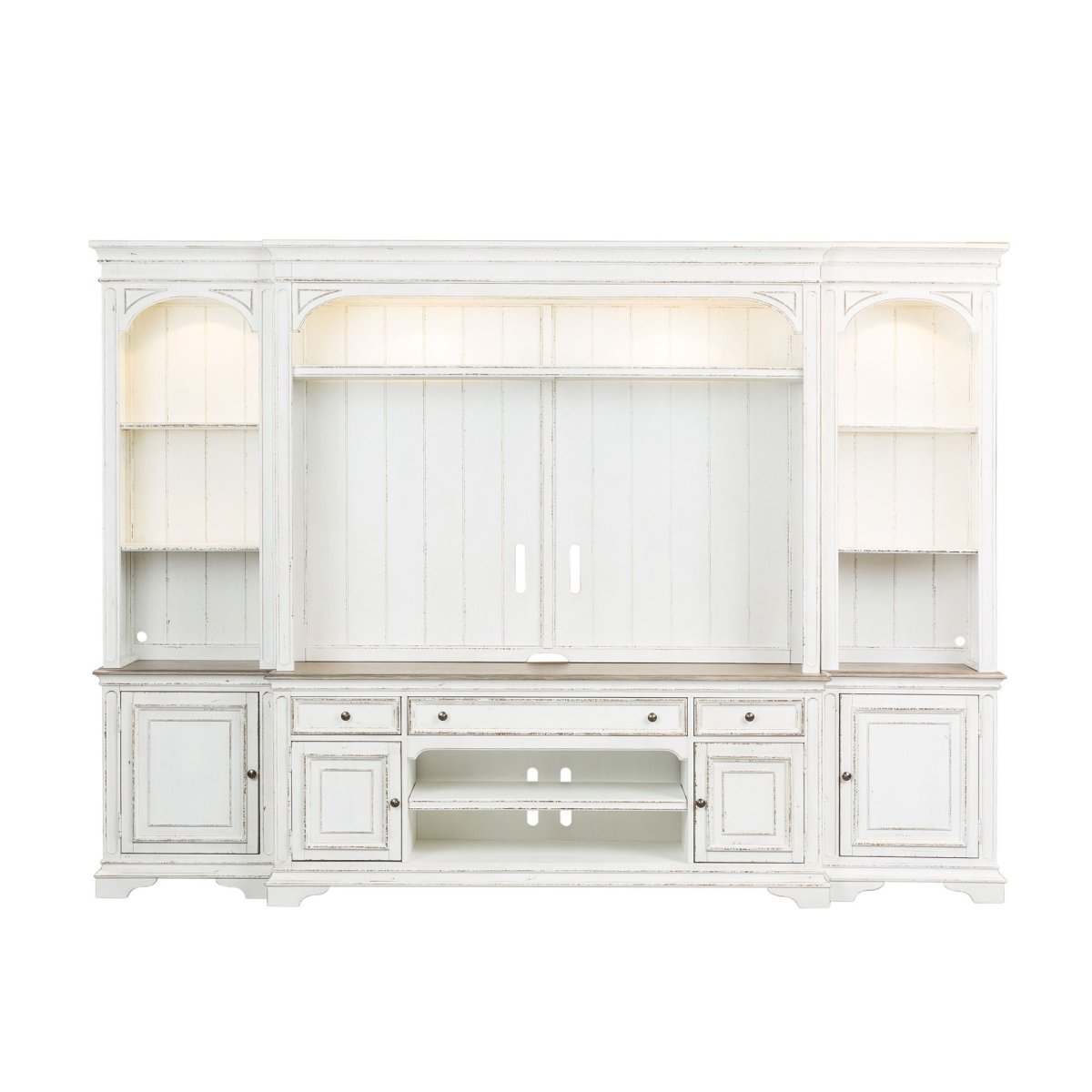 Magnolia Manor - Entertainment Center With Piers - White Entertainment Centers by Liberty Furniture - Walls Furniture & Mattress