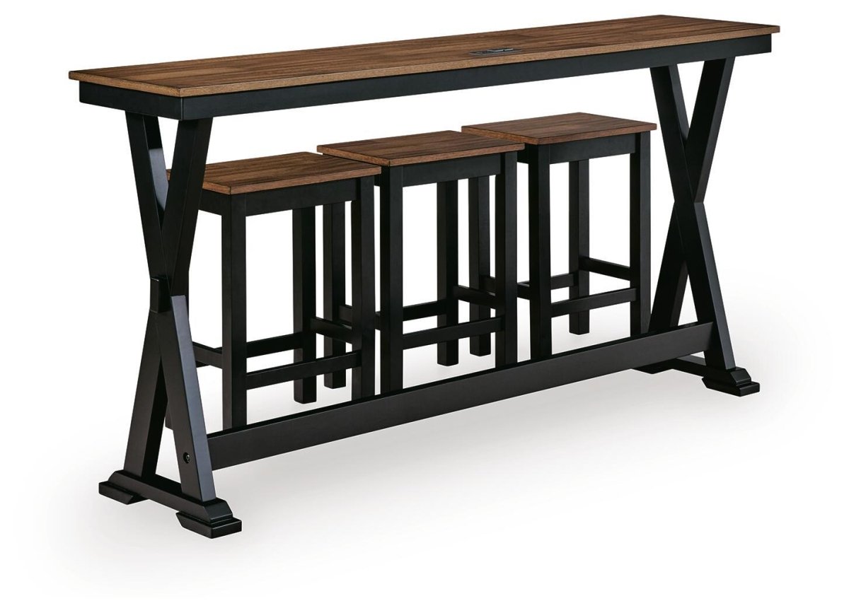 Wildenauer - Rectangular Dining Room Counter Table Set (Set of 4) - Brown / Black 4 Piece Dining Room Sets by Signature Design by Ashley® - Walls Furniture & Mattress
