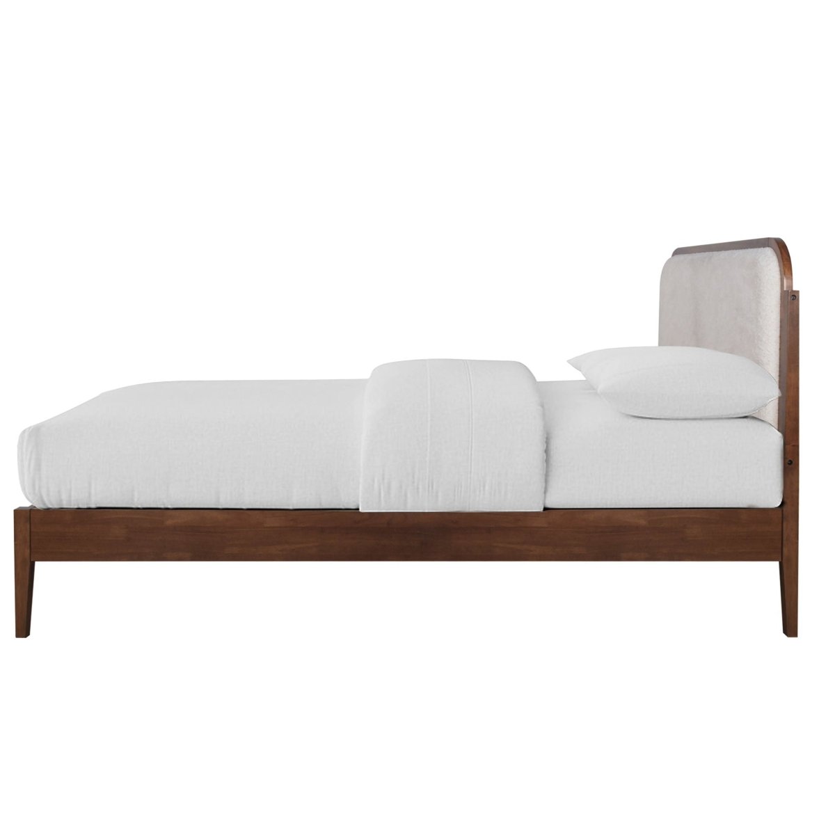 Hawthorne - 5/0 Queen Platform Bed With White Upholstered Headboard - Brown Platform Beds by New Classic - Walls Furniture & Mattress