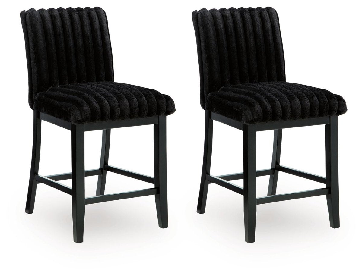 Mervannie - Upholstered Barstool (Set of 2) - Black Stool Sets by Signature Design by Ashley® - Walls Furniture & Mattress