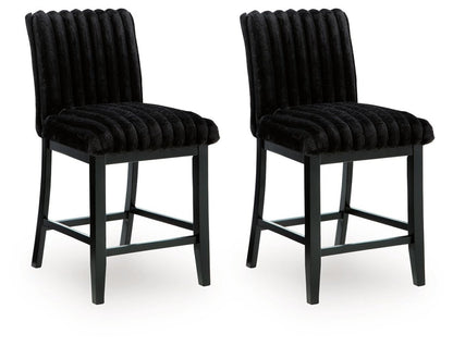 Mervannie - Upholstered Barstool (Set of 2) - Black Stool Sets by Signature Design by Ashley® - Walls Furniture & Mattress