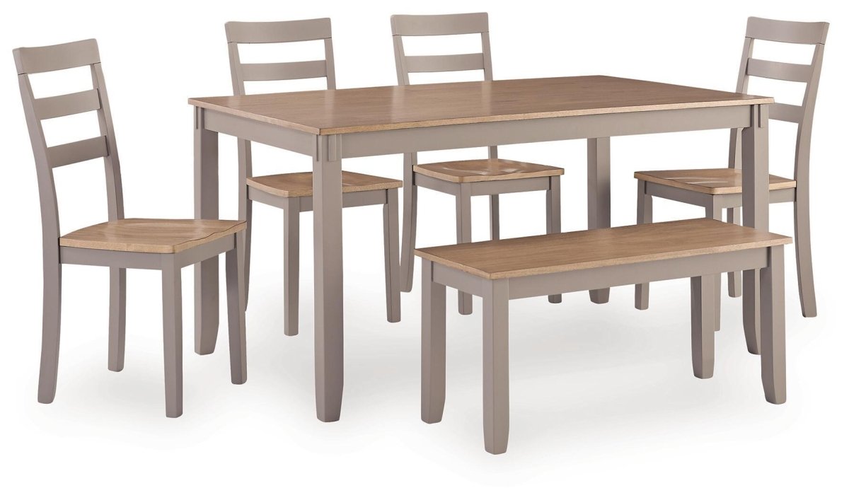 Harperfeld - Dining Room Table Set (Set of 6) - Natural / Gray 6 Piece Dining Room Sets by Signature Design by Ashley® - Walls Furniture & Mattress