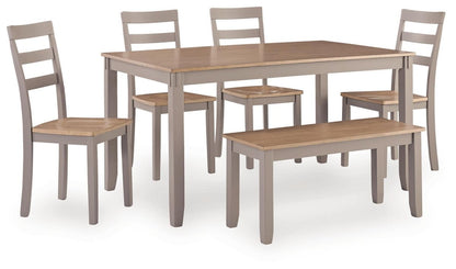 Harperfeld - Dining Room Table Set (Set of 6) - Natural / Gray 6 Piece Dining Room Sets by Signature Design by Ashley® - Walls Furniture & Mattress