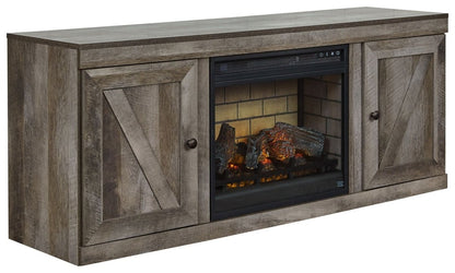 Wynnlow - TV Stand With Faux Firebrick Fireplace Insert - Gray Fireplace TV Stands by Signature Design by Ashley® - Walls Furniture & Mattress