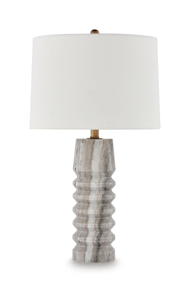 Desmont - Marble Table Lamp - White / Beige / Gray Table Lamps by Signature Design by Ashley® - Walls Furniture & Mattress