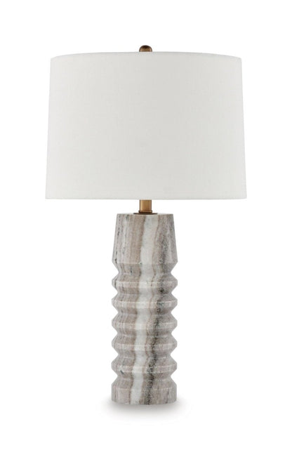 Desmont - Marble Table Lamp - White / Beige / Gray Table Lamps by Signature Design by Ashley® - Walls Furniture & Mattress