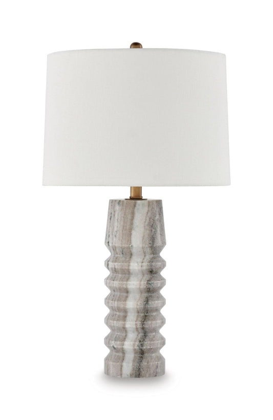 Desmont - Marble Table Lamp - White / Beige / Gray Table Lamps by Signature Design by Ashley® - Walls Furniture & Mattress