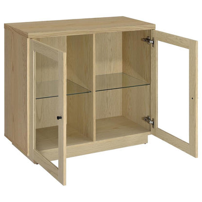 Tilbury - 2 - Door Glass Front Accent Display Cabinet - Light Oak Display Cabinets by Coaster Fine Furniture - Walls Furniture & Mattress