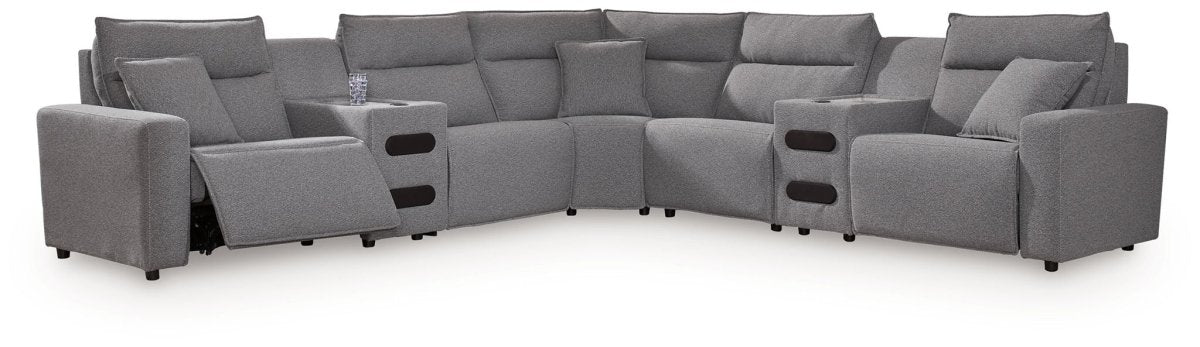 ModMax II - Salt And Pepper - Reclining Sectional Reclining Sectionals by Signature Design by Ashley® - Walls Furniture & Mattress
