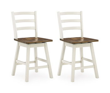 Brinfern - Swivel Stool (Set of 2) - Brown / Antique White Stool Sets by Signature Design by Ashley® - Walls Furniture & Mattress