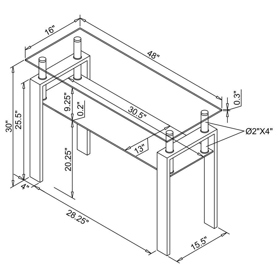 Dyer - 1 - Shelf Rectangular Glass Top Table End Tables by CoasterEveryday - Walls Furniture & Mattress