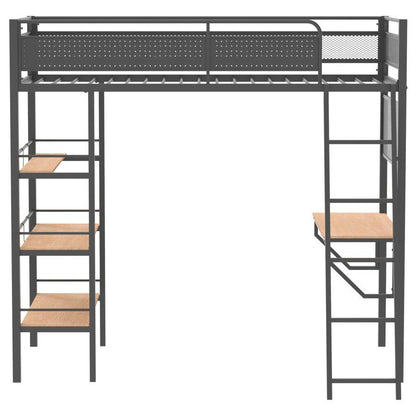 Campus - 3 - Shelf Metal Twin Workstation Loft Bed Loft Beds by Coaster Fine Furniture - Walls Furniture & Mattress