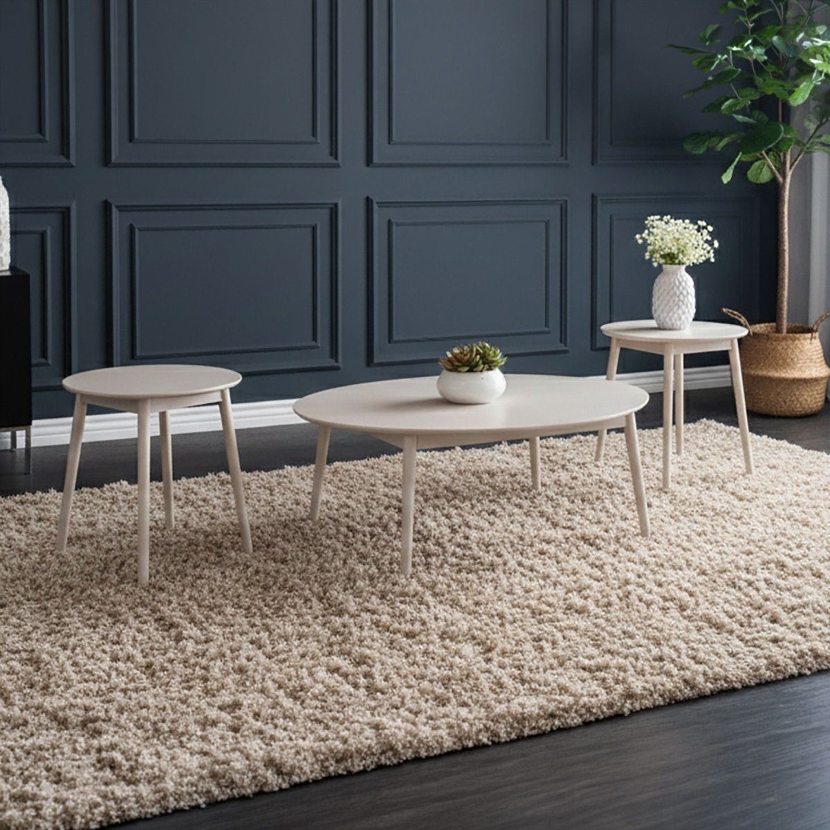 Nolan - 3 Piece Occasional Set (1 Coffee & 2 End Tables) - White Table Sets by New Classic - Walls Furniture & Mattress