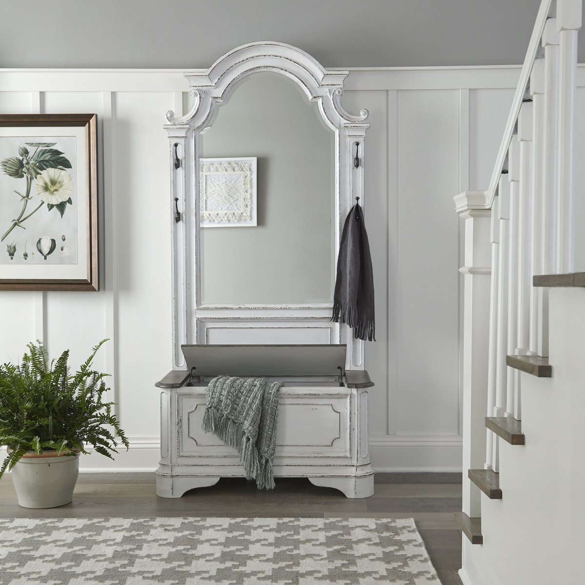 Magnolia Manor - 2 Piece Hall Tree - White Hall Trees by Liberty Furniture - Walls Furniture & Mattress