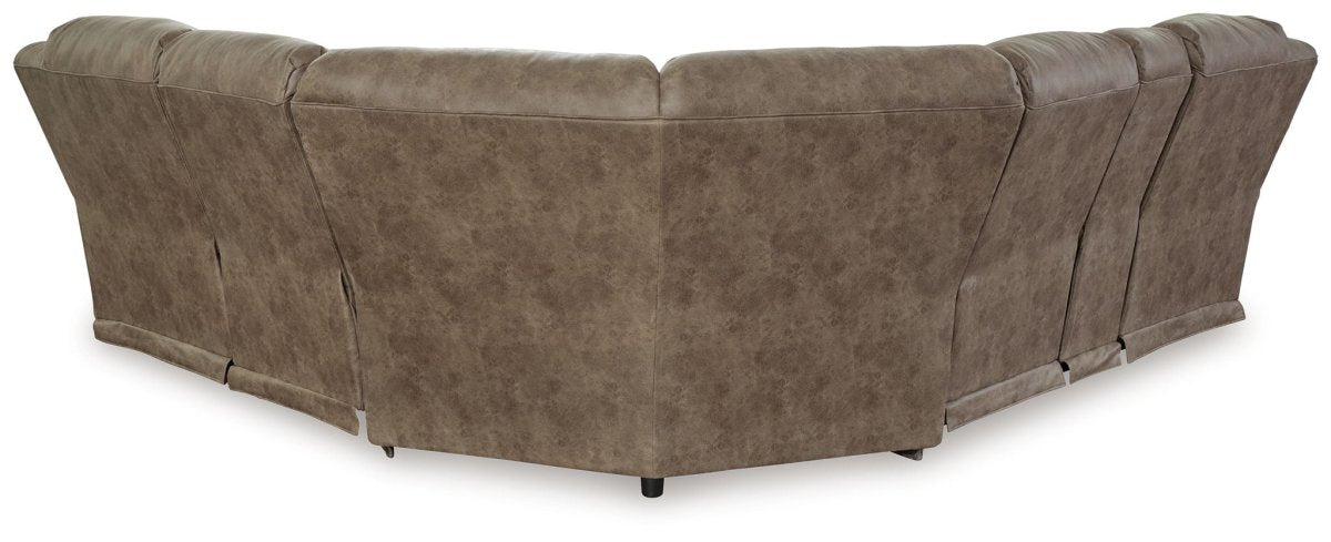 Ravenel - 3 - Piece Power Reclining Sectional With Laf Power Reclining Loveseat With Console - Faux Leather - Fossil Reclining Sectionals by Signature Design by Ashley® - Walls Furniture & Mattress