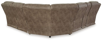 Ravenel - 3 - Piece Power Reclining Sectional With Laf Power Reclining Loveseat With Console - Faux Leather - Fossil Reclining Sectionals by Signature Design by Ashley® - Walls Furniture & Mattress