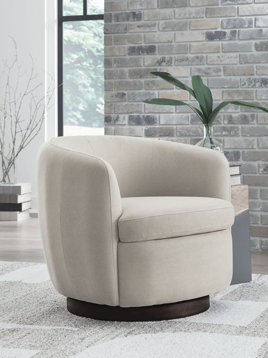 Annbury - Swivel Accent Chair - Light Beige Swivel Chairs by Signature Design by Ashley® - Walls Furniture & Mattress