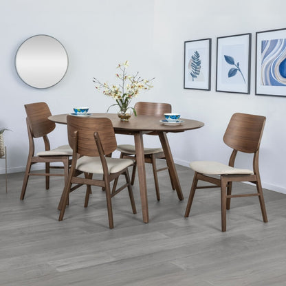 Oscar - Drop Leaf Dining Table With 4 Chairs - Walnut / Natural Cush 5 Piece Dining Room Sets by New Classic - Walls Furniture & Mattress