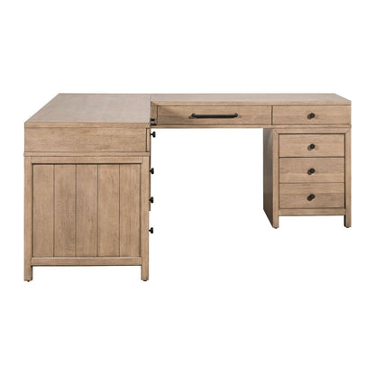 Proximity Place - L Shaped Desk - Barley Buff Corner Desks by Liberty Furniture - Walls Furniture & Mattress