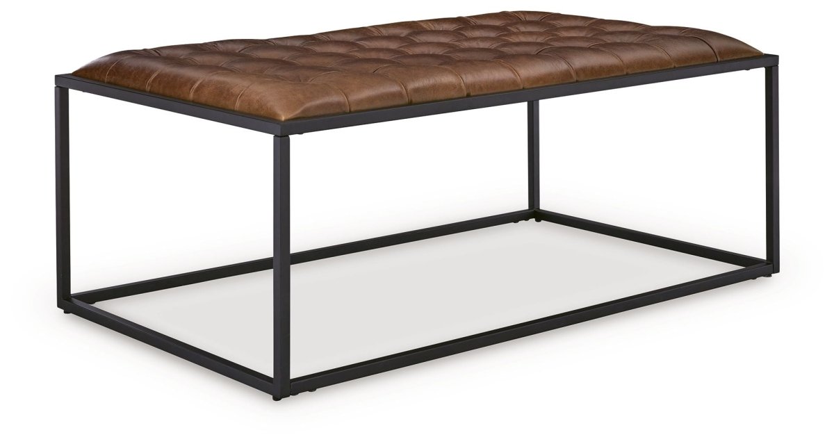 Junsor - Cocktail Ottoman - Brown / Black Coffee Table Ottomans by Signature Design by Ashley® - Walls Furniture & Mattress