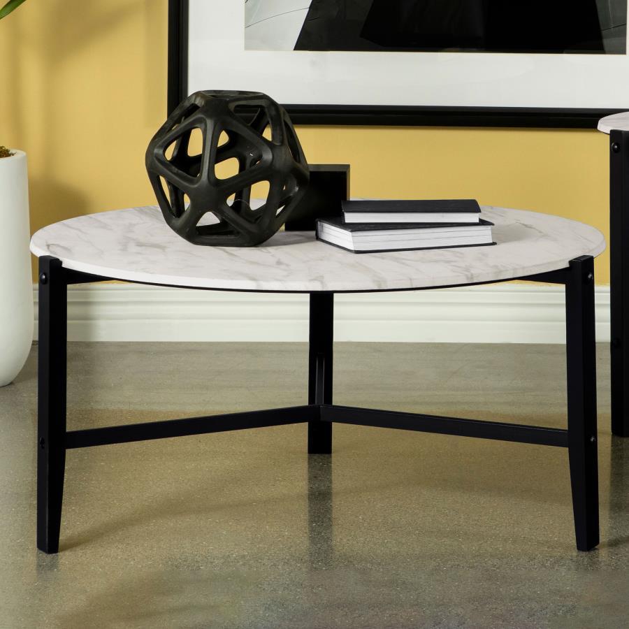 Tandi - Round Faux Marble Table End Tables by CoasterEssence - Walls Furniture & Mattress