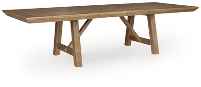 Ridgester - Rectangular Dining Room Extension Table - Light Brown Dining Tables with Extensions by Benchcraft® - Walls Furniture & Mattress
