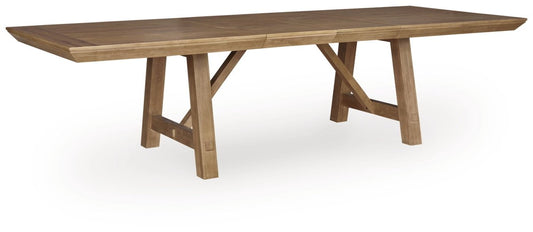Ridgester - Rectangular Dining Room Extension Table - Light Brown Dining Tables with Extensions by Benchcraft® - Walls Furniture & Mattress