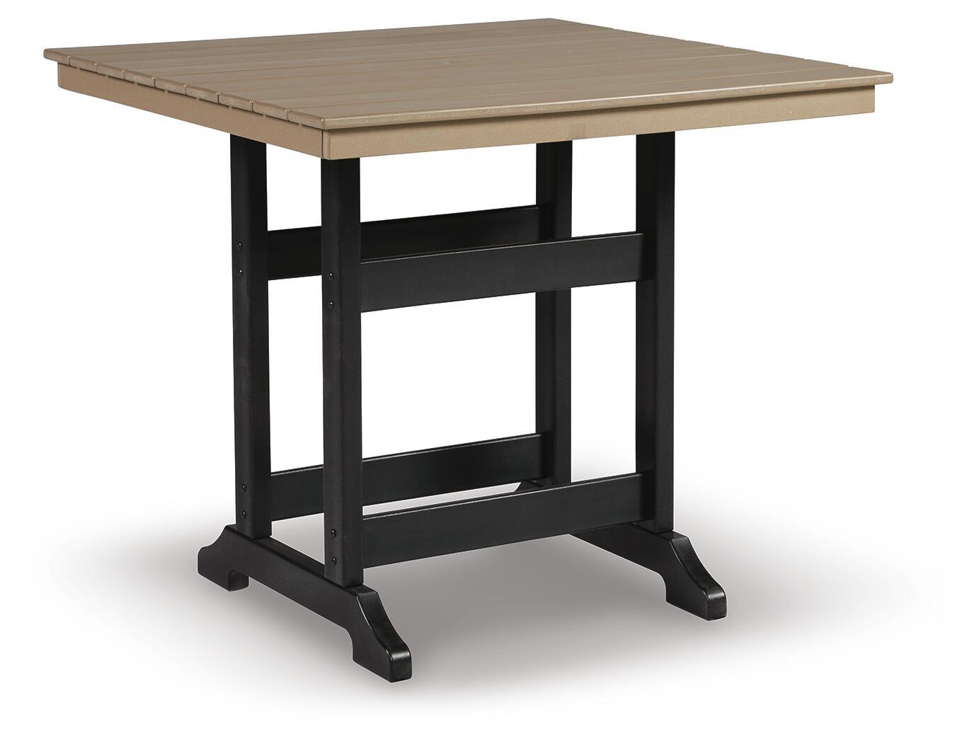 Fairen Trail - Square Counter TBL w/Umb OPT - Black / Driftwood Dining Tables by Signature Design by Ashley® - Walls Furniture & Mattress