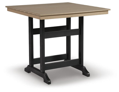 Fairen Trail - Square Counter TBL w/Umb OPT - Black / Driftwood Dining Tables by Signature Design by Ashley® - Walls Furniture & Mattress
